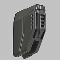 Black Industrial Design Electronic Device Case With Structured Surface And Vertical Ventilation Slots 3d model