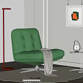 Green Quilted Velvet Accent Chair Interior With Floor Lamp Side Table And Wall Art