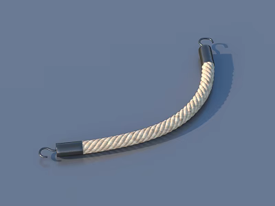 Curved White Rope with Black Ends and Metal Loops as Household Accessory 3d model