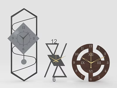 Modern Geometric Clocks With Hexagonal Linear And Round Designs For Home Interior Decor 3d model