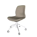 Modern Beige Fabric Office Chair With Ergonomic Design And Rolling Wheels