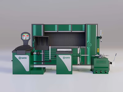 Green Industrial Equipment Featuring Control Panel And Operation Platform Structure 3d model