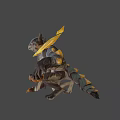 Fantasy Wolf Creature With Yellow Spiked Accents Muscular Build And Sharp Claws
