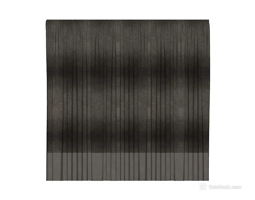 Black Pleated Curtain Fabric With Vertical Lines And Hanging Design 3d model 