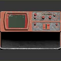 Red Weathered Weapon Control Panel With Green Screen And Metal Stand