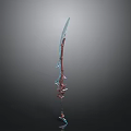 Modern Sci Fi Sword With Blue Blade And Red Accents In Sleek Design