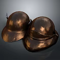 Medieval Weapon Bronze Helmets With Metallic Finish And Decorative Details