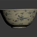 Ceramic Bowl Sculpture Carving With White Base And Blue Floral Patterns