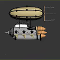 Creative Vintage Mechanical Airship Model With Yellow Balloon Wooden Propeller And Metal Base