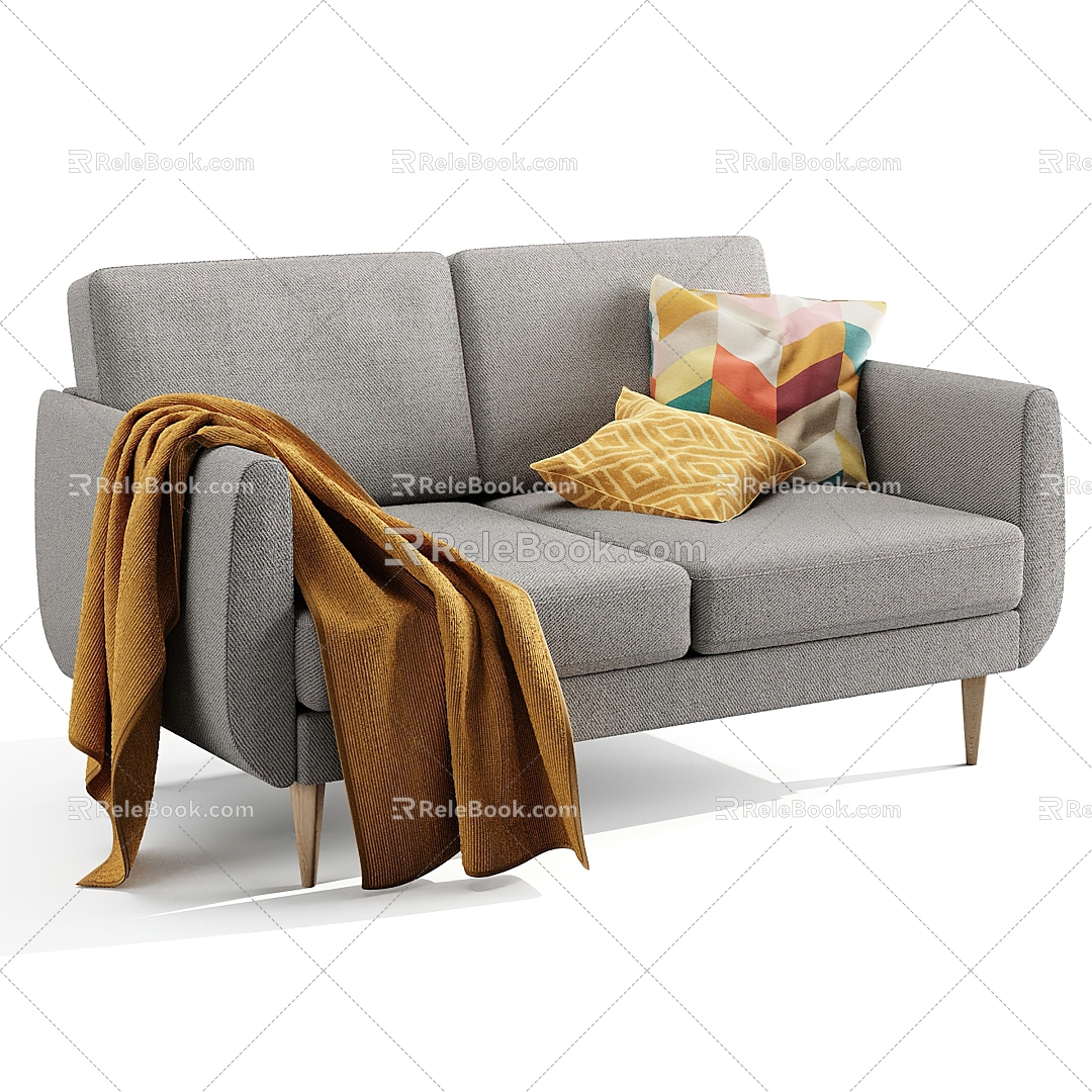 Modern fabric double sofa 3d model