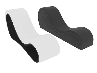 Modern Curved Accent Chair White and Black Upholstered Leisure Seating Design 3d model