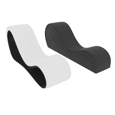 Modern Curved Accent Chair White and Black Upholstered Leisure Seating Design 3d model