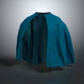 Blue Cape With Polka Dot Inner Lining And Tie Closure Design 3d model