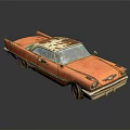 Orange Rusted Vintage Classic Car With Retro Design And Reflective Surface