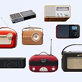 Vintage Audio Speakers With Retro Design Various Colors And Wooden Black Red Styles
