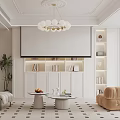 Modern Living Dining Room With Sofa Coffee Table Dining Chairs And Chandeliers