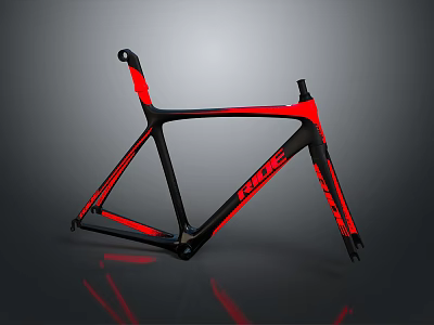Black And Red RUE Bicycle Frame Modern Design With Sleek Structure And Reflective Surface 3d model
