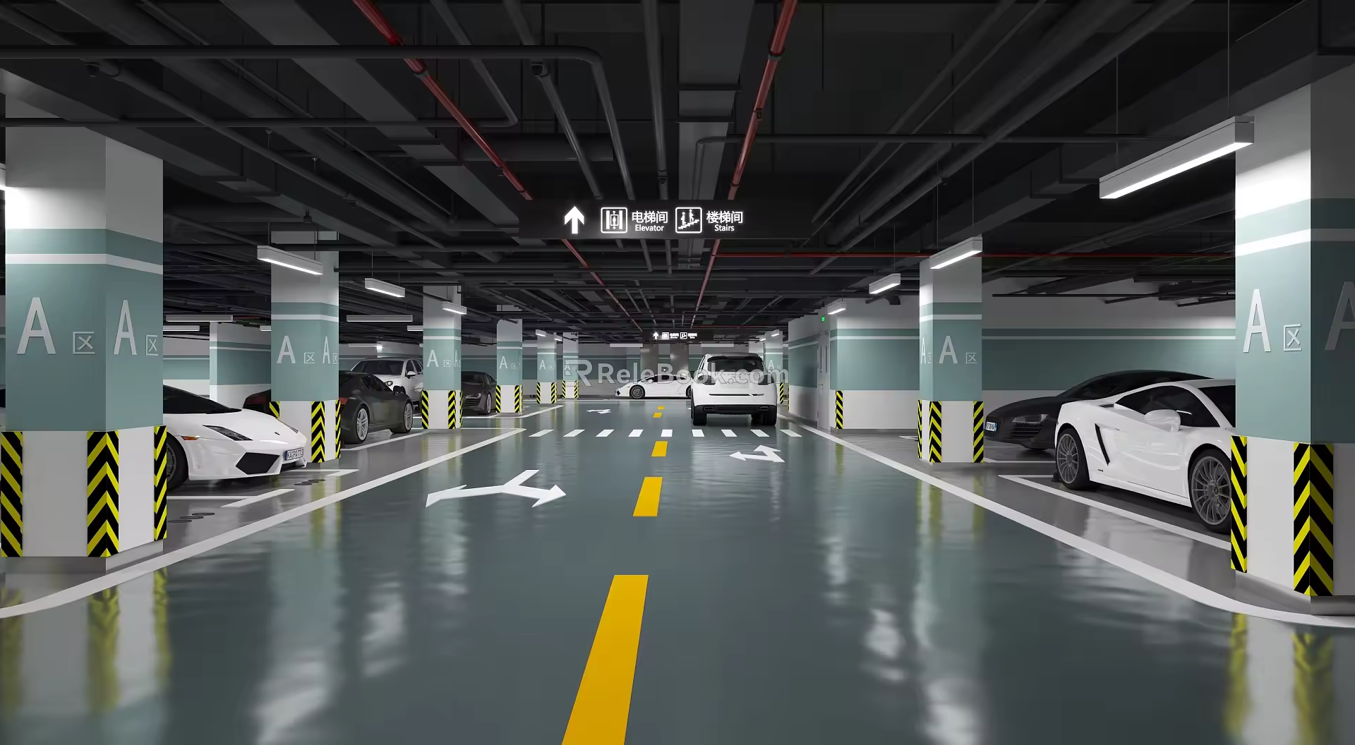 Modern Parking Underground Garage 3d model