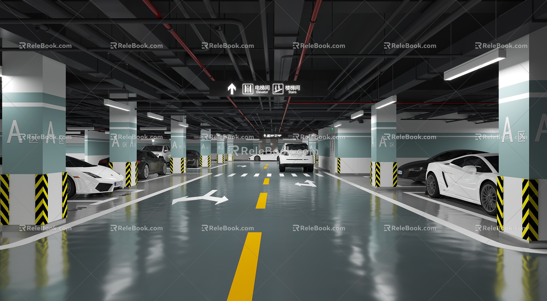 Modern Parking Underground Garage 3d model