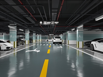 Modern Parking Underground Garage 3d model