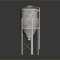 Metal Water Tank With Conical Base And Support Structure For Industrial Storage 3d model