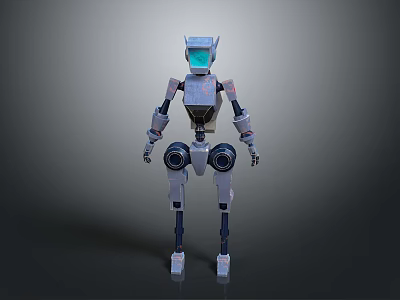 Game Movie Character Robot With Blue Head Display And Mechanical Joints Design 3d model
