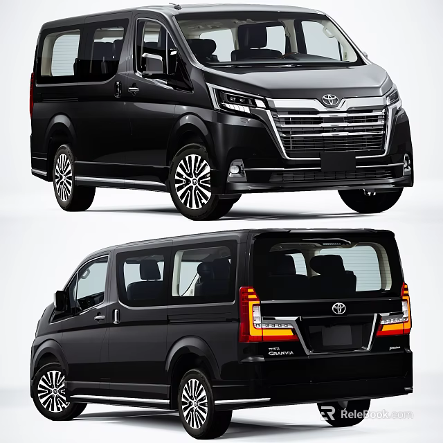 Sleek Black Toyota Minivan Exterior Design With Front Grille And Rear Lights 3d model 