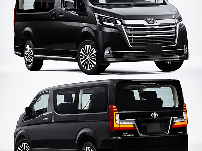 Sleek Black Toyota Minivan Exterior Design With Front Grille And Rear Lights 3d model