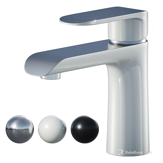 Modern Chrome Faucet Design With Silver White And Black Decorative Balls 3d model 