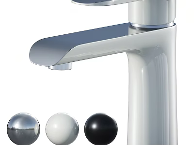 Modern Chrome Faucet Design With Silver White And Black Decorative Balls 3d model