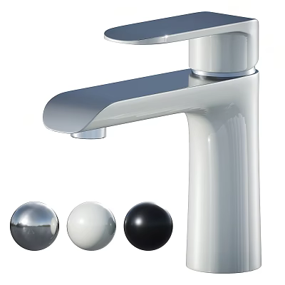 Modern Chrome Faucet Design With Silver White And Black Decorative Balls 3d model