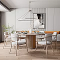 New Chinese Dining Table and Chair Set Round Dining Table and Chair Set 3d model