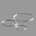 Elegant Three Silver Circular Metallic Decorative Chandeliers with Intricate Beaded Design