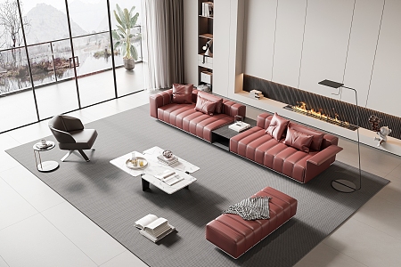 Modern Minotti Sofa Coffee Table Combination 3d model