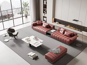 Modern Minotti Sofa Coffee Table Combination 3d model