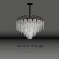 Medieval Droplight With Golden Chain And Crystal Leaf Design For Interior Decoration