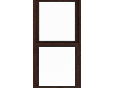 Dark Brown Wooden Frame Casement Window With Double Glass Panes For Home Use 3d model