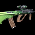 Green Rifle With Scope Yellow Lightning Patterns And Brown Stock Modern Design