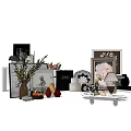 Decorative Ornament Set Including Vase Photo Frames Fruit Ornaments Tea Set And Trolley