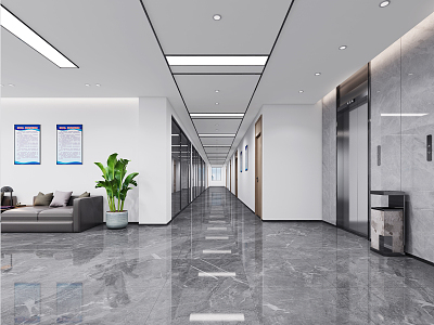 modern aisle office aisle 3d model