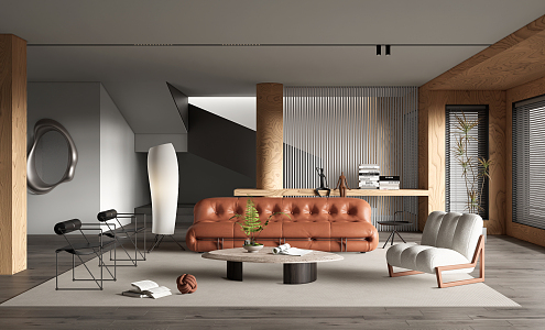 Modern Cassina living room 3d model