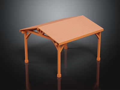 Wooden Pergola Structure Design With Sloped Roof Supporting Beams And Posts 3d model