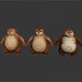 Chubby Cartoon Rodents With Different Belly Patterns Standing Together On Gray Gradient Background