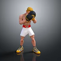 Male Boxer Wearing Black Boxing Gloves White Shorts and Yellow Shoes