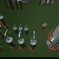 Industrial Factory Featuring Large Metallic Tanks Pipes And Tall Tower Structures
