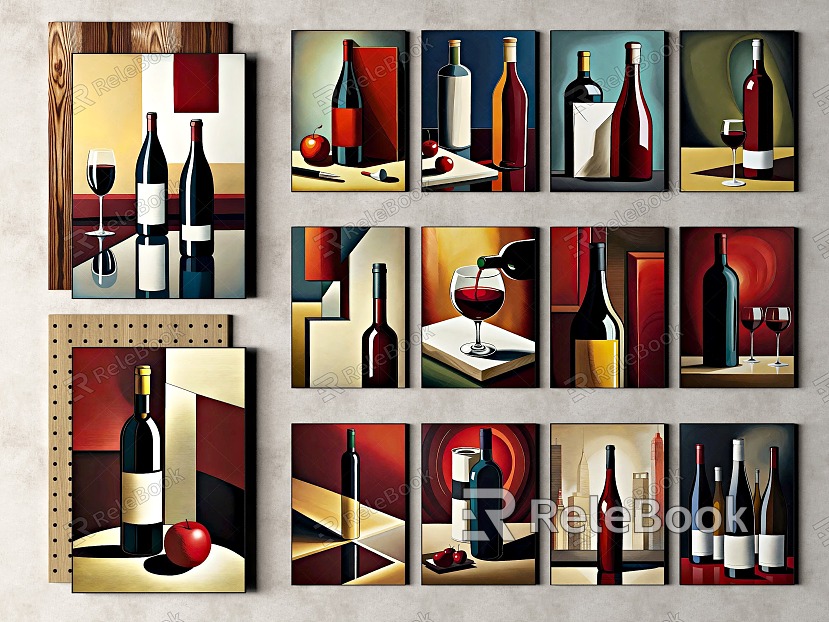 Wine Theme Hanging Painting Industrial Style Bar Decorative Painting model