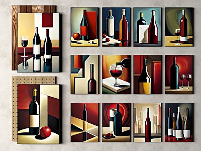 Wine Theme Hanging Painting Industrial Style Bar Decorative Painting model