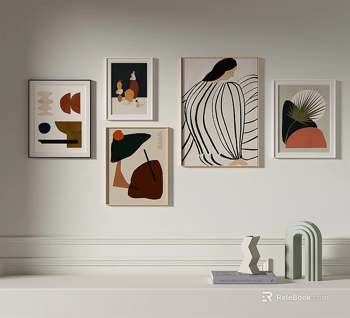 Abstract Wall Art With Various Patterns And Small Decorative Sculptures 3d model