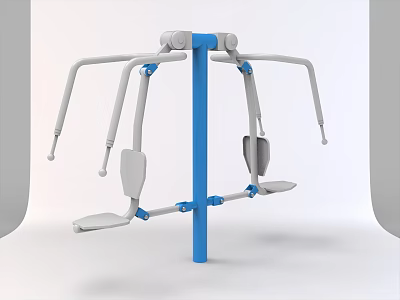 Outdoor Sports Fitness Equipment With Blue Post And White Arm Bars For Training 3d model