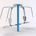 Outdoor Sports Fitness Equipment With Blue Post And White Arm Bars For Training